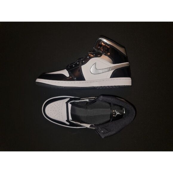 Jordan 1 Mid SE. Patent Black White Metallic Silver Gold. SIZE 12 - HV0789-010 - Picture 7 of 8